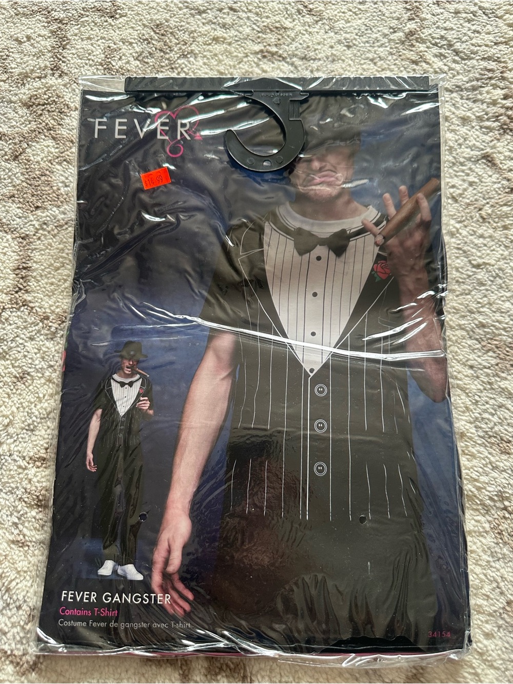 Brand NEW!! Fever Gangster T-Shirt Costume - Black & White Pinstripe. 🎃